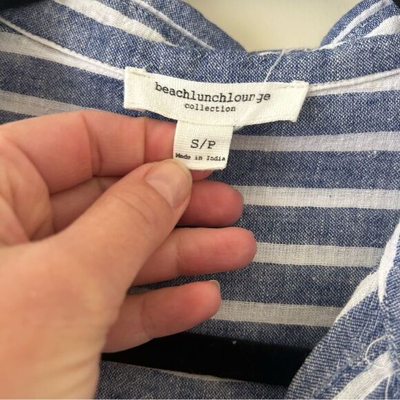 BeachLunchLounge Striped Linen Cotton Chambray Button Down Shirt Women's Small - Picture 2 of 9